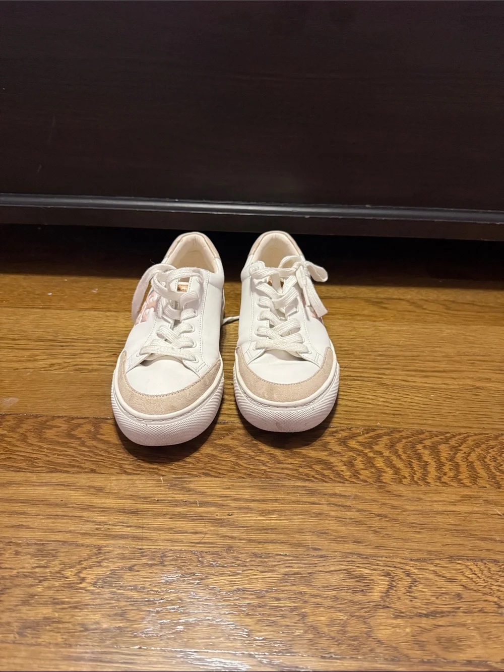 Tory Burch Cream and Light Pink Low-Top Sneakers